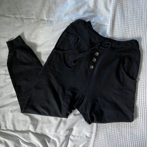 Relaxed fit sweatpants black drawstring, pockets, lounge, pajamas